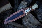 Custom Handcrafted Damascus Steel Knife with Camel Bone Handle