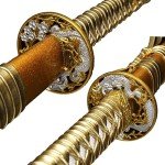 Kamaiwo-1045/1060 high Carbon Steel Hademade Heat Tempered Full Handmade Hand Forged Japanese Katana Authentic，Sword Real ，Full Tang,Functional,Practical Sharp，Golden