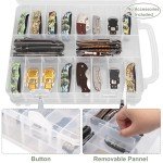 PACMAXI Knife Display Case for 72+ Pocket Knives – Transparent Double-Sided, Portable Knife Storage Box with Detachable Compartments (Box Only) (Transparent)