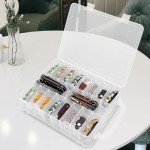 PACMAXI Knife Display Case for 72+ Pocket Knives – Transparent Double-Sided, Portable Knife Storage Box with Detachable Compartments (Box Only) (Transparent)
