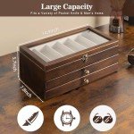 Yoimori Knife Display Case for15-22 Knives, 3-Layer Pocket Knife Case with Glass Lid & Drawer, Wood Knife Cases for Collections for Men Gift Ideas (Walnut)