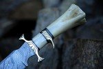 Custom Handcrafted Damascus Steel Knife with Camel Bone Handle