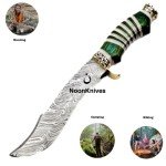 Handmade Damascus Steel Bowie Knife with Camel Bone Handle
