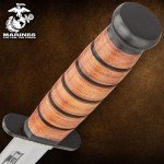 United Cutlery USMC Tribute Combat Knife with Leather Sheath | Officially Licensed | Stainless Steel Blade | Stacked Leather Handle | Perfect for Historical Knife Collectors | Overall 12 1/4”