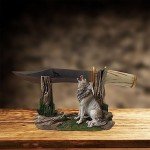 BestGiftEver Decorative Hunting Blade Knife with Wolf Display Stand - Hunting Cabin Home Decoration