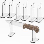 LITAITAI 4Pcs Knife Display Stand ,Acrylic Knife Holder Collector ,Knives Extendable blade holder, Single Knife Holder for Home Decor (clear bottom)