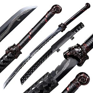 BJDJ Katana Sword Samurai Real Metal Samurai Samurai Real Yuan Quantang Samurai Samurai Hand-Polished Sharp and Domineering Tiger Head Handle