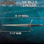 The Hobbit Morgul Dagger Blade Of The Nazgul | Stainless Steel Blade | Leather-Wrapped Grip | Solid Metal Hilt | Includes Wooden Wall Display | Certificate Of Authenticity