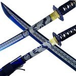 Kamaiwo-1045/1060 Clay Tempering high Carbon Steel Hademade Heat Tempered Full Handmade Hand Forged Japanese Katana Authentic ，Full Tang,Functional,Practical Blue