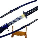 Kamaiwo-1045/1060 Clay Tempering high Carbon Steel Hademade Heat Tempered Full Handmade Hand Forged Japanese Katana Authentic ，Full Tang,Functional,Practical Blue