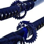 Kamaiwo-1045/1060 Clay Tempering high Carbon Steel Hademade Heat Tempered Full Handmade Hand Forged Japanese Katana Authentic ，Full Tang,Functional,Practical Blue