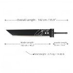 Sword Valley Buster Sword - Cloud Strife Steel Knife - Steel Broadsword - 55.9 inches/142 cm - Detachable Blade Combination - Stainless Steel Blade - Cosplay Prop Anime Sword - Perfect Collectibles