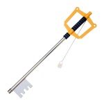 Armory Replicas™ Giant Metal Fantasy Golden Key to The City Gamer Sword - 34 Inch Collectible Prop with Black Wrapped Handle and Attached Chain - Perfect for Kingdom Hearts Costumes and Displays
