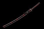 Traditional Heat/Clay Tempered Hand Forged | Real 1060/1095 T10 high Carbon Steel | Practical Authentic Japanese Samurai | Full Tang (Fans Red)