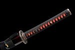 Traditional Heat/Clay Tempered Hand Forged | Real 1060/1095 T10 high Carbon Steel | Practical Authentic Japanese Samurai | Full Tang (Fans Red)