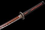 Traditional Heat/Clay Tempered Hand Forged | Real 1060/1095 T10 high Carbon Steel | Practical Authentic Japanese Samurai | Full Tang (Fans Red)