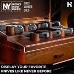 Holme & Hadfield Premium Knife Display Case for up to 30 Knives – Large Handcrafted Wooden Pocket Knife Organizer for Collections – Birthday Gift for EDC Collectors – Luxury Built to Last