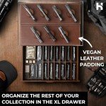 Holme & Hadfield Premium Knife Display Case for up to 30 Knives – Large Handcrafted Wooden Pocket Knife Organizer for Collections – Birthday Gift for EDC Collectors – Luxury Built to Last