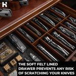 Holme & Hadfield Premium Knife Display Case for up to 30 Knives – Large Handcrafted Wooden Pocket Knife Organizer for Collections – Birthday Gift for EDC Collectors – Luxury Built to Last