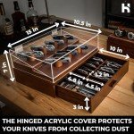 Holme & Hadfield Premium Knife Display Case for up to 30 Knives – Large Handcrafted Wooden Pocket Knife Organizer for Collections – Birthday Gift for EDC Collectors – Luxury Built to Last