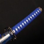 SV Pack of 3- Japanese Katana Handmade Casting Sharp 1065 Carbon Steel Katana Sword Real Blue, Gold line Texture, showcasing Sword Frame