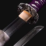 ANATAK Handmade Katana Sword,Japanese Samurai Sword by 1060 Carbon Steel/Damascus Folded Steel/T10 Steel Carbon Steel Clay Tempered,Full Tang,40.5-Inch (Silver Fish-T10)