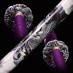 ANATAK Handmade Katana Sword,Japanese Samurai Sword by 1060 Carbon Steel/Damascus Folded Steel/T10 Steel Carbon Steel Clay Tempered,Full Tang,40.5-Inch (Silver Fish-T10)