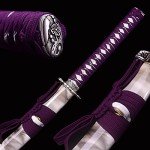 ANATAK Handmade Katana Sword,Japanese Samurai Sword by 1060 Carbon Steel/Damascus Folded Steel/T10 Steel Carbon Steel Clay Tempered,Full Tang,40.5-Inch (Silver Fish-T10)