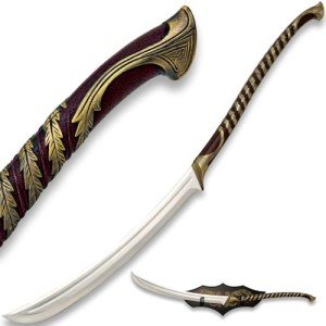 United Cutlery Lord of The Rings High Elven Warrior Sword Replica | Officially Licensed | Silkscreen Wooden Display Plaque | Certificate of Authenticity | 49 3/4" Overall Length
