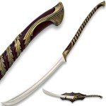 United Cutlery Lord of The Rings High Elven Warrior Sword Replica | Officially Licensed | Silkscreen Wooden Display Plaque | Certificate of Authenticity | 49 3/4" Overall Length