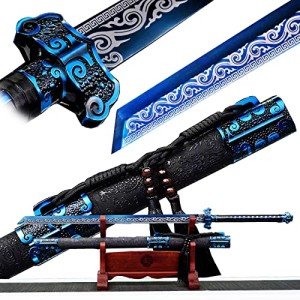 High Carbon Steel Chinese Sword Tang Dynasty Dao Straight Blade Dragon Pattern Sheath