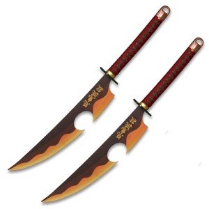 Sword fort Handmade Katana Anime Cosplay Sword, Carbon Steel Demon Sword Real Metal-Uzui Tengen