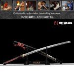 Dejiang Katana Real Samurai Sword, Handmade Japanese Swords Full Tang 1060 Carbon Steel, for Training, Collecting, Dojo, Lovers of Japanese Culture etc. red drogen