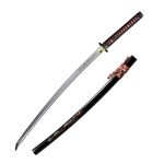 Dejiang Katana Real Samurai Sword, Handmade Japanese Swords Full Tang 1060 Carbon Steel, for Training, Collecting, Dojo, Lovers of Japanese Culture etc. red drogen