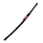 Dejiang Katana Real Samurai Sword, Handmade Japanese Swords Full Tang 1060 Carbon Steel, for Training, Collecting, Dojo, Lovers of Japanese Culture etc. red drogen