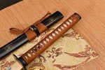 Handmade Katana Damascus Folded Steel Katana Japanese Samurai Sword Groove Full Tang Sharp Sword Home Protection Sword