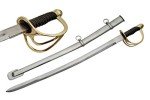SZCO 27” Cavalry Saber Sword - Carbon Steel Blade Medieval Sword, Fencing Sword with Brass Guard and Pommel - Replica Swords for Adults & Collectors