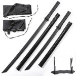 RTCT Katana Sword Polypropylene Training Samurai Sword 2-Piece Set with Display Stand High Intensity Training Plastic Knife Training Japanese Sword Katana,Decoration, Safety, self-Defense, Cosplay