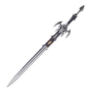 Sword Valley Dark Elf Excalibur - Golden/Silver 107 cm/42.13" - Stainless Steel Blade Hand Forged with Exquisite Details - Cosplay Props Anime Game All-Metal Sword - Suitable for Collection (Silver)