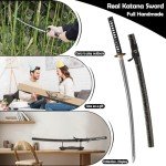 Wuton Real Katana Sword Sharp 40.55inch Samurai Sword Real Full Tang Authentic Japanese Sword Handforged 1060 High Carbon Steels Display Collection Gift