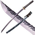 ANATAK Handmade Katana,Japanese Samurai Sword Katana,Damascus Steel,T10 High Carbon Steel Clay Tempered,Full Tang,Razor Sharp,40.5-Inch (Dragon6-Damascus Hammer Back)