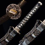 ANATAK Handmade Katana,Japanese Samurai Sword Katana,Damascus Steel,T10 High Carbon Steel Clay Tempered,Full Tang,Razor Sharp,40.5-Inch (Dragon6-Damascus Hammer Back)