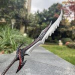 Daedric Sword Skyrim Replica Metal Dark Dagger Demon Warrior Weapon Alloy Handmade Longsword Katana Cosplay Prop Game Gift Silver