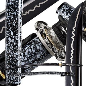 SANJISTU Samurai Sword | Traditional Hand-Forged Katana Swords Authentic Japanese Anime Samurai | High Carbon Steel Katanas Collection Sharp Full Tang (Silver-Double Dragon)