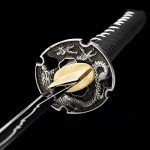 SANJISTU Samurai Sword | Traditional Hand-Forged Katana Swords Authentic Japanese Anime Samurai | High Carbon Steel Katanas Collection Sharp Full Tang (Silver-Double Dragon)