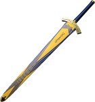Sword Valley Medieval Knight Stainless Steel Longsword, Oath-Style with Scabbard, Collectible Decor, Full Length 115cm (Yellow & Blue)