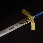 Sword Valley Medieval Knight Stainless Steel Longsword, Oath-Style with Scabbard, Collectible Decor, Full Length 115cm (Yellow & Blue)