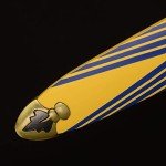Sword Valley Medieval Knight Stainless Steel Longsword, Oath-Style with Scabbard, Collectible Decor, Full Length 115cm (Yellow & Blue)