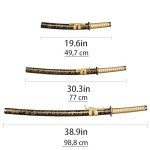 SV Pack of 3- Japanese Katana Hand Cast Sharp 1065 Carbon Steel Katana Sword Real Black, Gold Line Texture, Showcasing Sword Frame