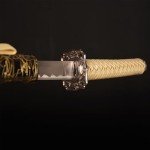 SV Pack of 3- Japanese Katana Hand Cast Sharp 1065 Carbon Steel Katana Sword Real Black, Gold Line Texture, Showcasing Sword Frame